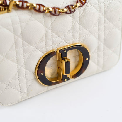 Christian Dior Caro Small Flap Lambskin White