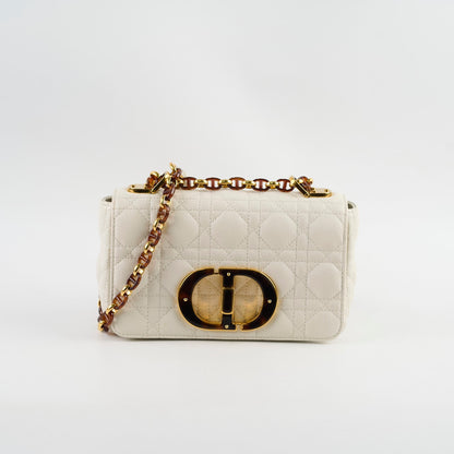Christian Dior Caro Small Flap Lambskin White