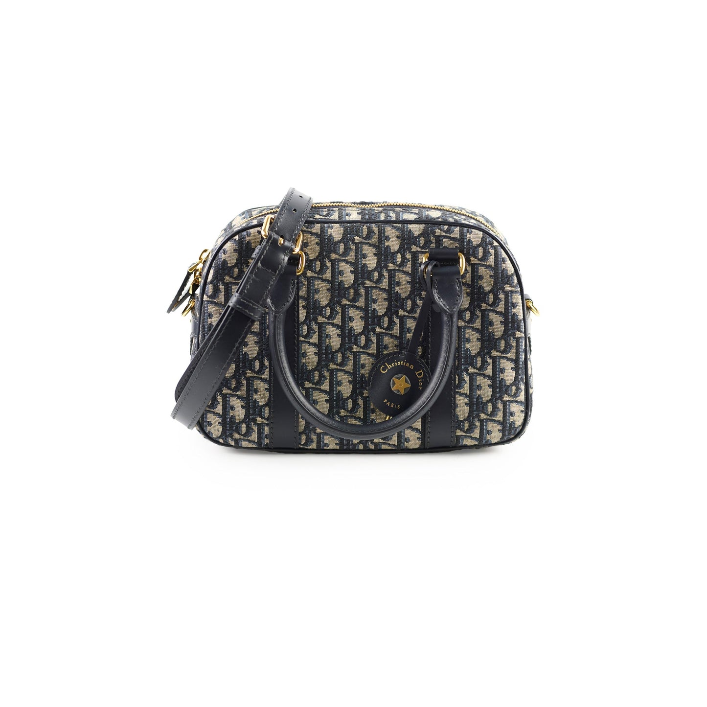 Deal of The Week - Christian Dior Medium D-Vibe Bowling Bag Navy Oblique