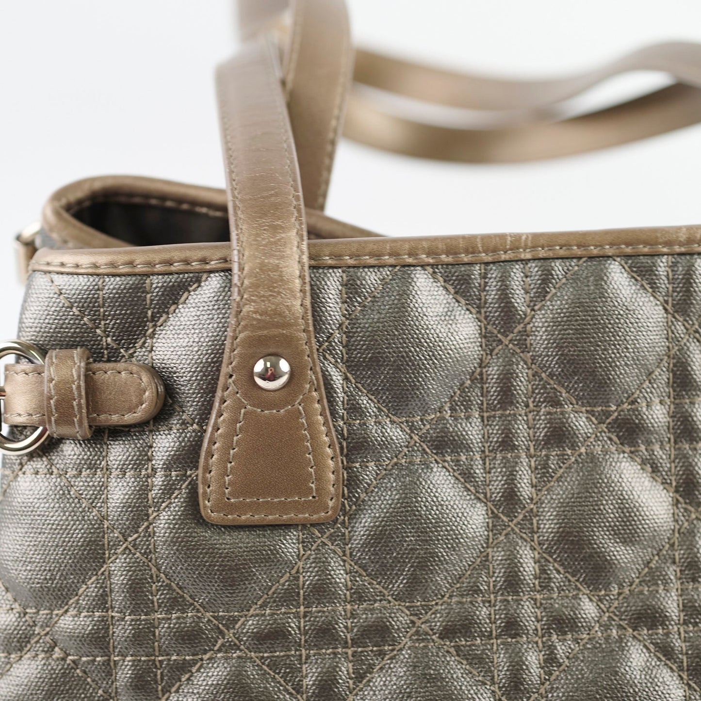 Christian Dior Medium Panarea Tote Cannage Canvas Khaki