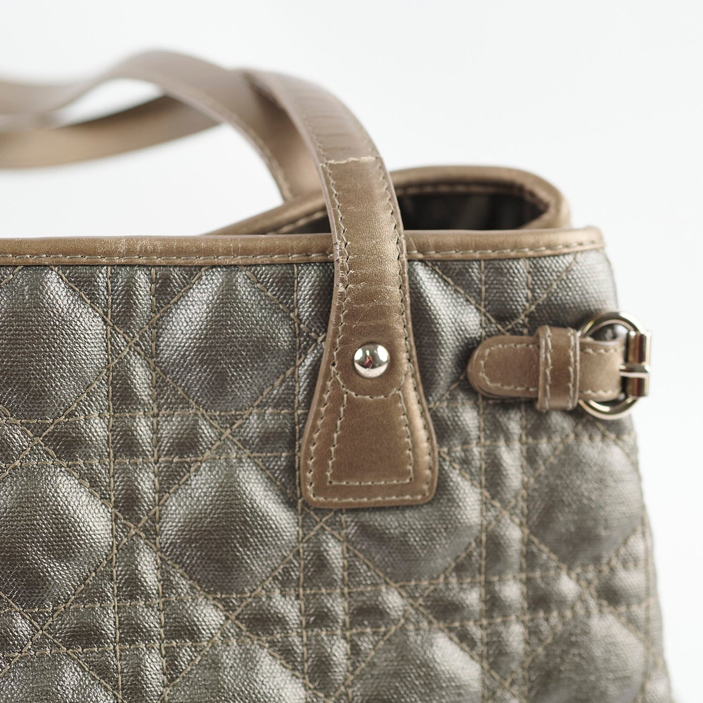 Christian Dior Medium Panarea Tote Cannage Canvas Khaki