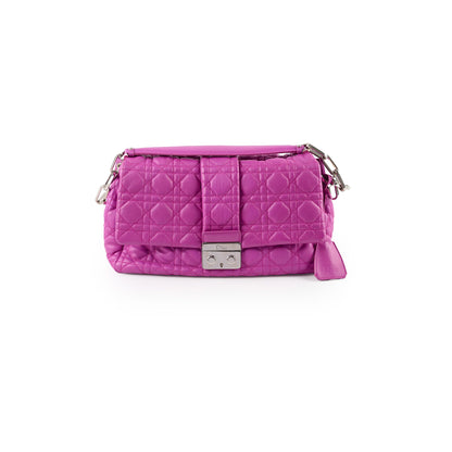 Christian Dior Lambskin Cannage New Lock Shoulder Bag Purple