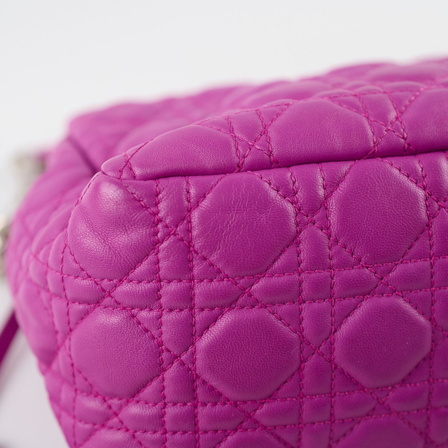 Christian Dior Lambskin Cannage New Lock Shoulder Bag Purple