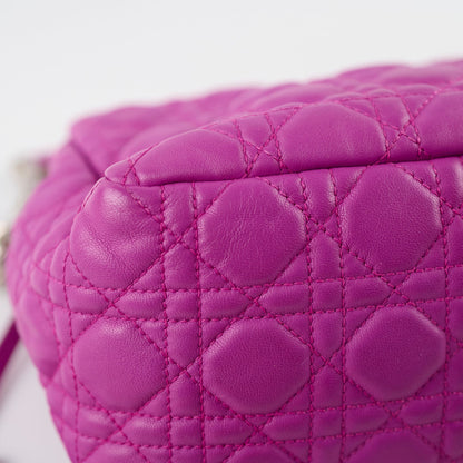 Christian Dior Lambskin Cannage New Lock Shoulder Bag Purple