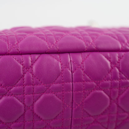 Christian Dior Lambskin Cannage New Lock Shoulder Bag Purple