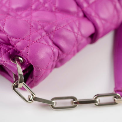 Christian Dior Lambskin Cannage New Lock Shoulder Bag Purple