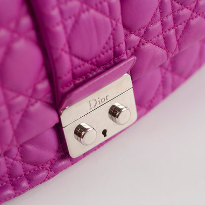 Christian Dior Lambskin Cannage New Lock Shoulder Bag Purple