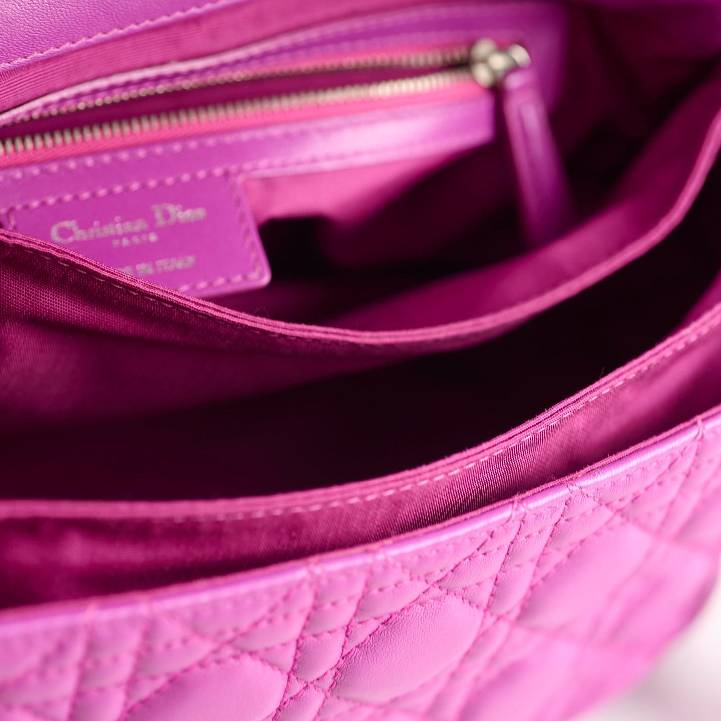 Christian Dior Lambskin Cannage New Lock Shoulder Bag Purple