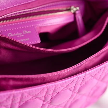 Christian Dior Lambskin Cannage New Lock Shoulder Bag Purple