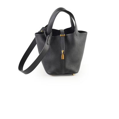 Hermes Picotin 18 Clemence Noir Stamp D