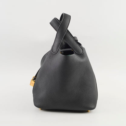 Hermes Picotin 18 Clemence Noir Stamp D