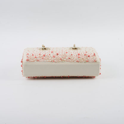 Christian Dior Small D-Joy with Crystal Emboridery White