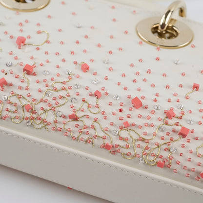 Christian Dior Small D-Joy with Crystal Emboridery White