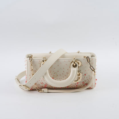 Christian Dior Small D-Joy with Crystal Emboridery White