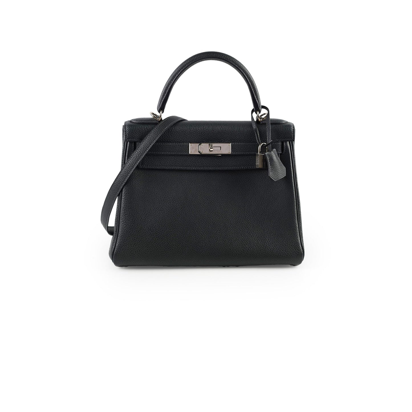 Hermes Kelly Verso 28 Black/Blue  PHW Q Square Stamp