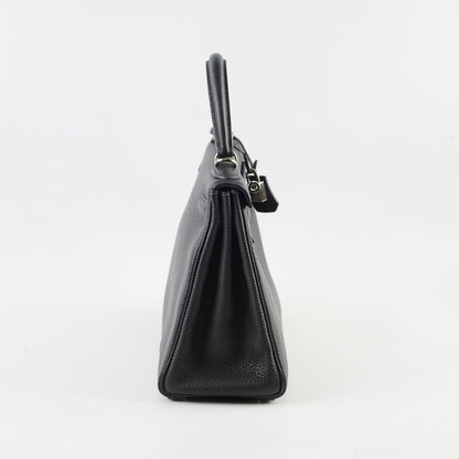 Hermes Kelly Verso 28 Black/Blue  PHW Q Square Stamp
