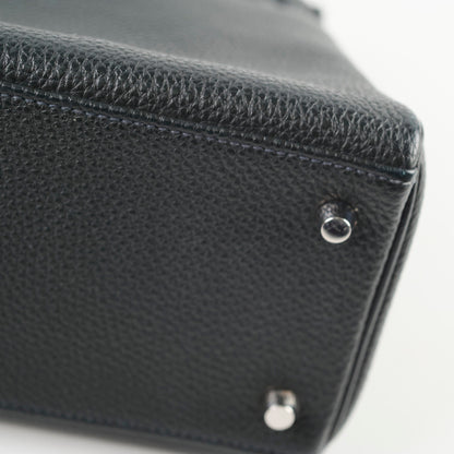 Hermes Kelly Verso 28 Black/Blue  PHW Q Square Stamp