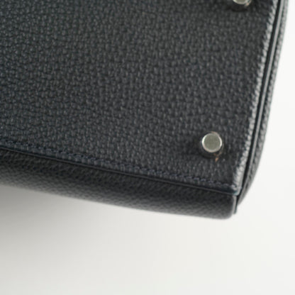 Hermes Kelly Verso 28 Black/Blue  PHW Q Square Stamp
