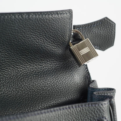 Hermes Kelly Verso 28 Black/Blue  PHW Q Square Stamp