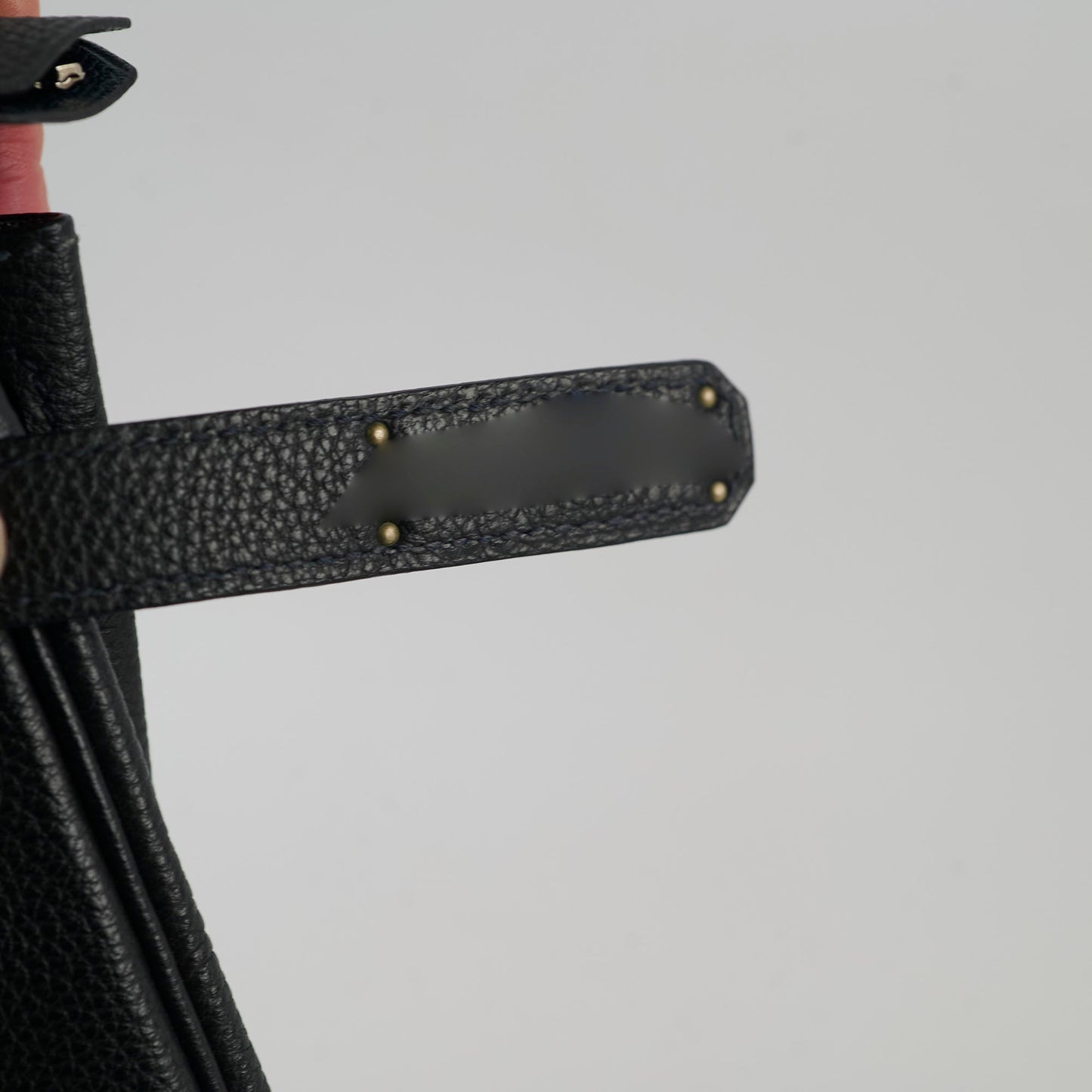 Hermes Kelly Verso 28 Black/Blue  PHW Q Square Stamp