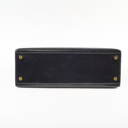Hermes Vintage Kelly 32 Box Black J Circle Stamp 1980