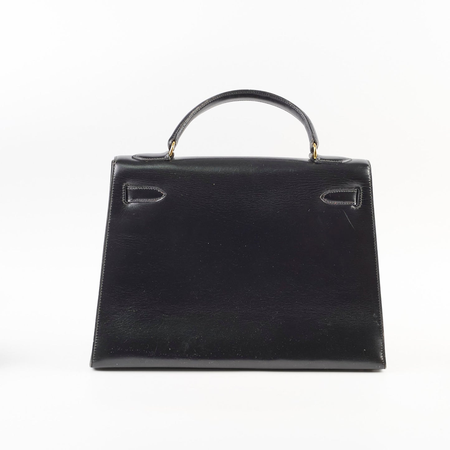 Hermes Vintage Kelly 32 Box Black J Circle Stamp 1980