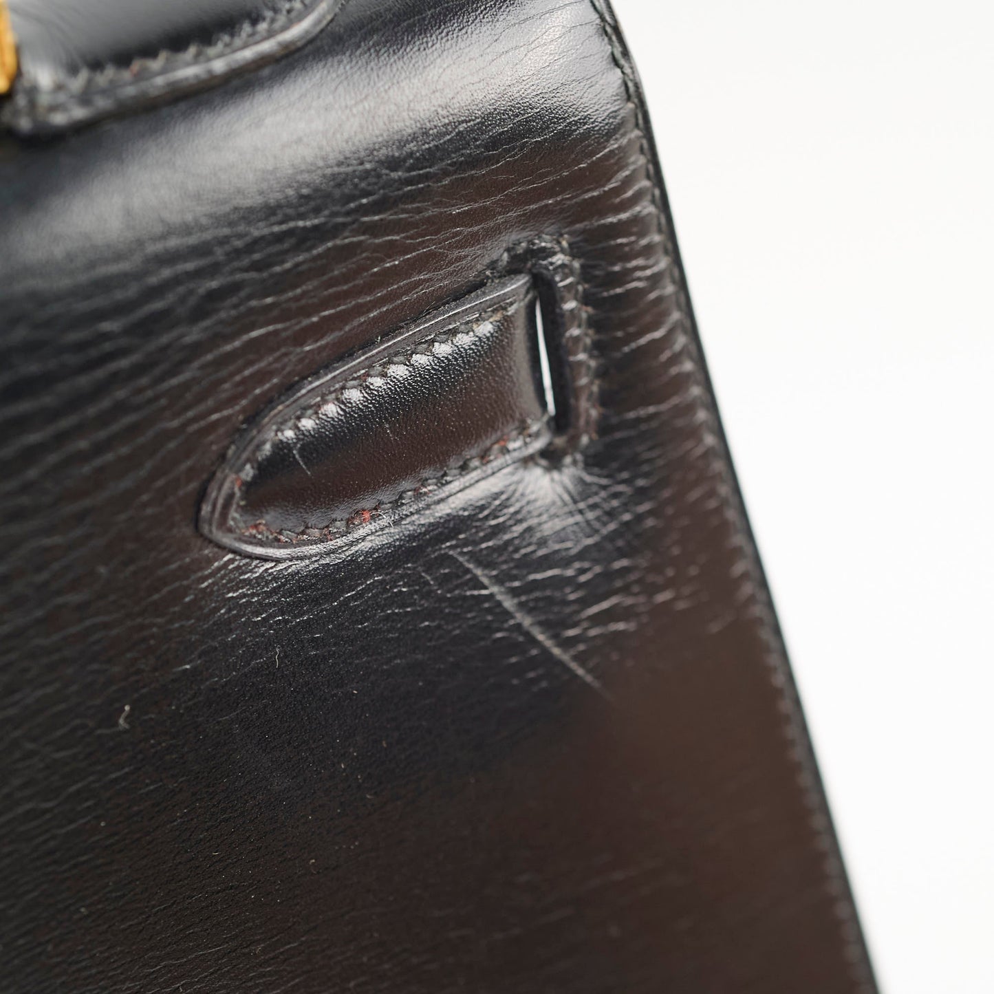 Hermes Vintage Kelly 32 Box Black J Circle Stamp 1980