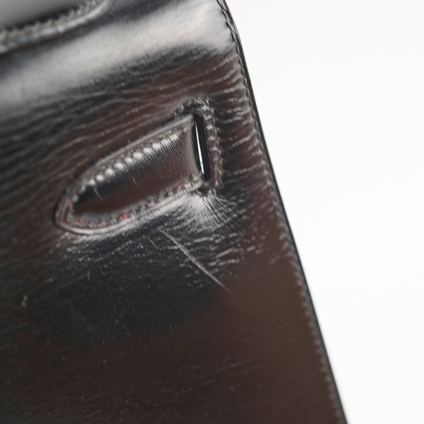 Hermes Vintage Kelly 32 Box Black J Circle Stamp 1980