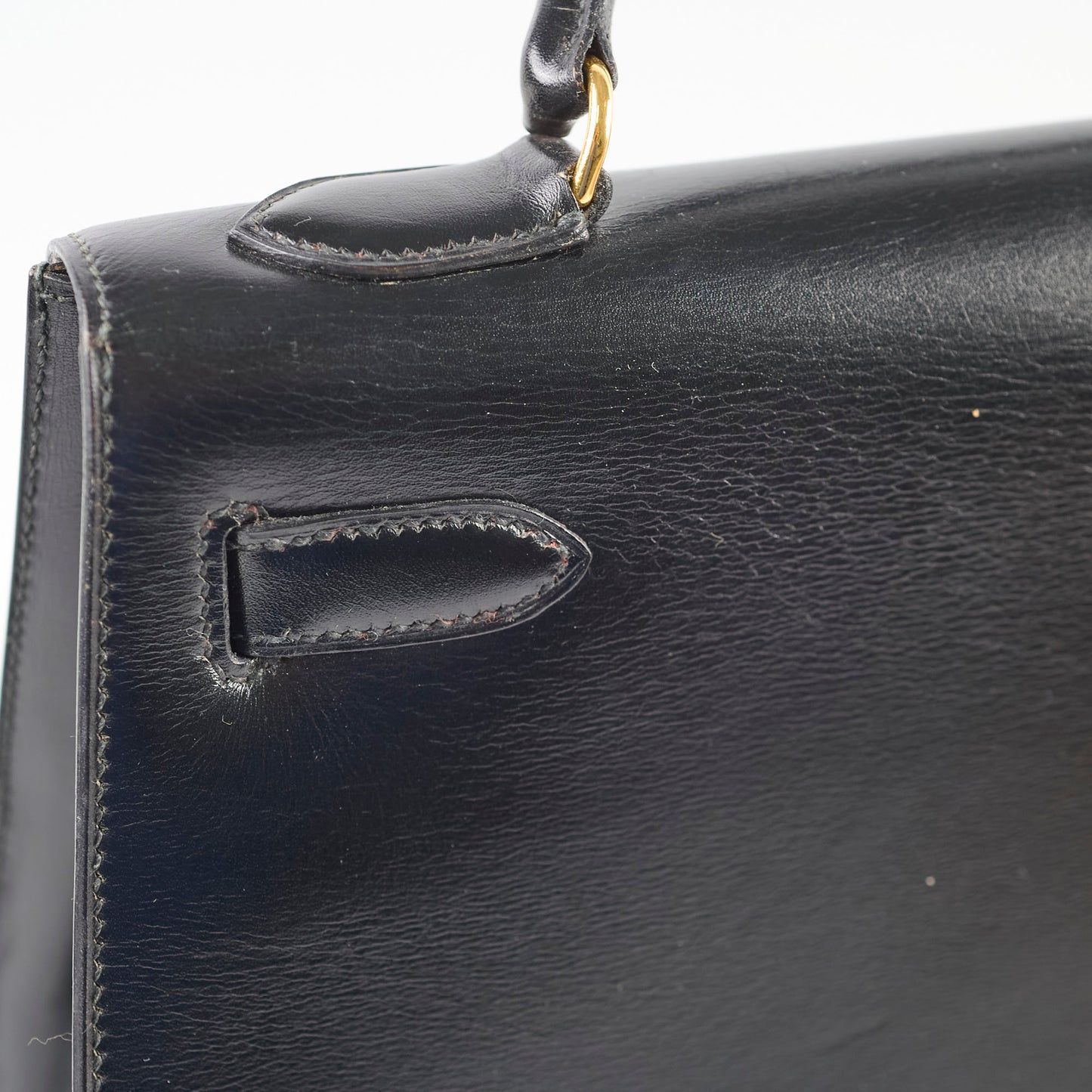 Hermes Vintage Kelly 32 Box Black J Circle Stamp 1980