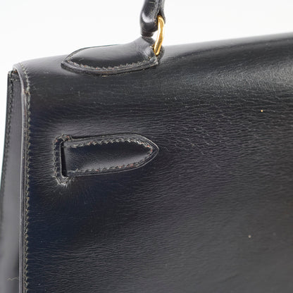 Hermes Vintage Kelly 32 Box Black J Circle Stamp 1980