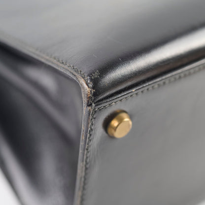 Hermes Vintage Kelly 32 Box Black J Circle Stamp 1980
