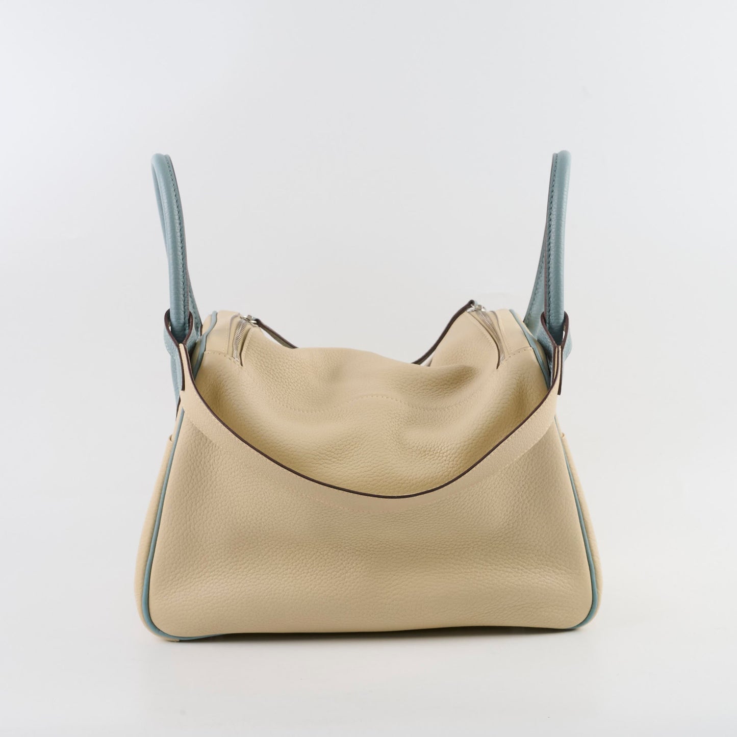 Hermes Lindy 30 Clemence PHW Parchemin/Ciel  M Square Stamp