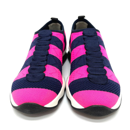 FENDI sneakers mesh Navy x pink Tripe border mesh Women 35