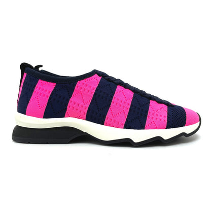 FENDI sneakers mesh Navy x pink Tripe border mesh Women 35