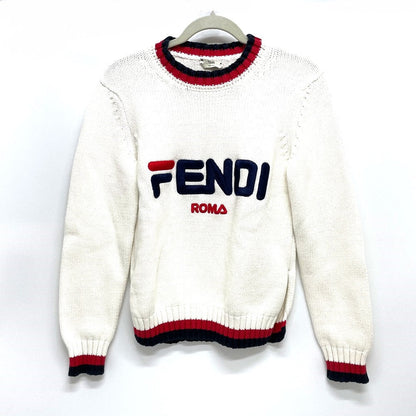FENDI knit FAE137 cotton white logo Pullover knit Women 38