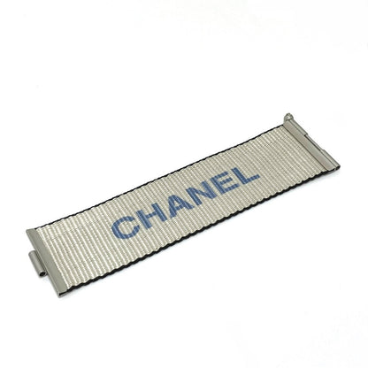 CHANEL bracelet Nylon Silvertypex Blue logo 99S Women