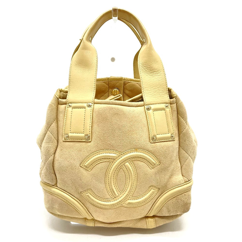 CHANEL Handbag Mouton / Leather Beige x Gold Metal CC COCO Mark Mokomoko Women