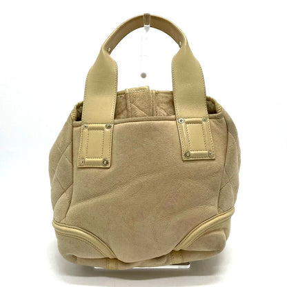 CHANEL Handbag Mouton / Leather Beige x Gold Metal CC COCO Mark Mokomoko Women
