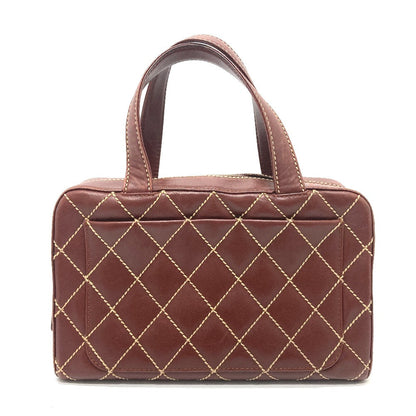 CHANEL Handbag Calfskin Brown CC COCO Mark Wild stitch Women