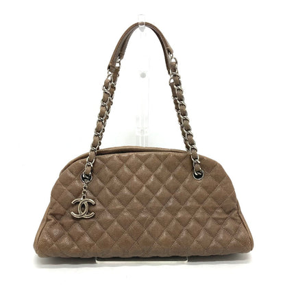 CHANEL Shoulder Bag Caviar skin Brown CC COCO Mark Mademoiselle Bowling Women