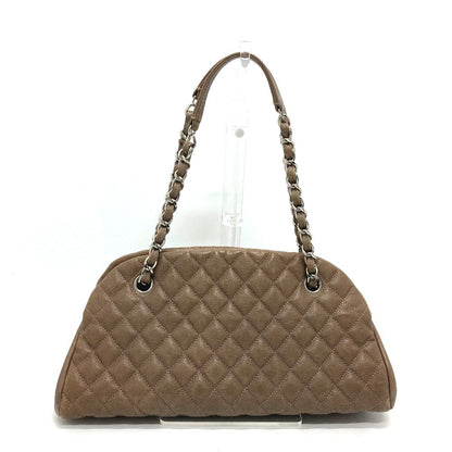 CHANEL Shoulder Bag Caviar skin Brown CC COCO Mark Mademoiselle Bowling Women