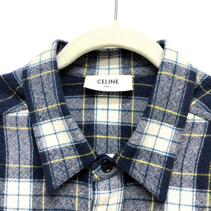 CELINE Long sleeve shirt 2C555198O wool Navy check 41