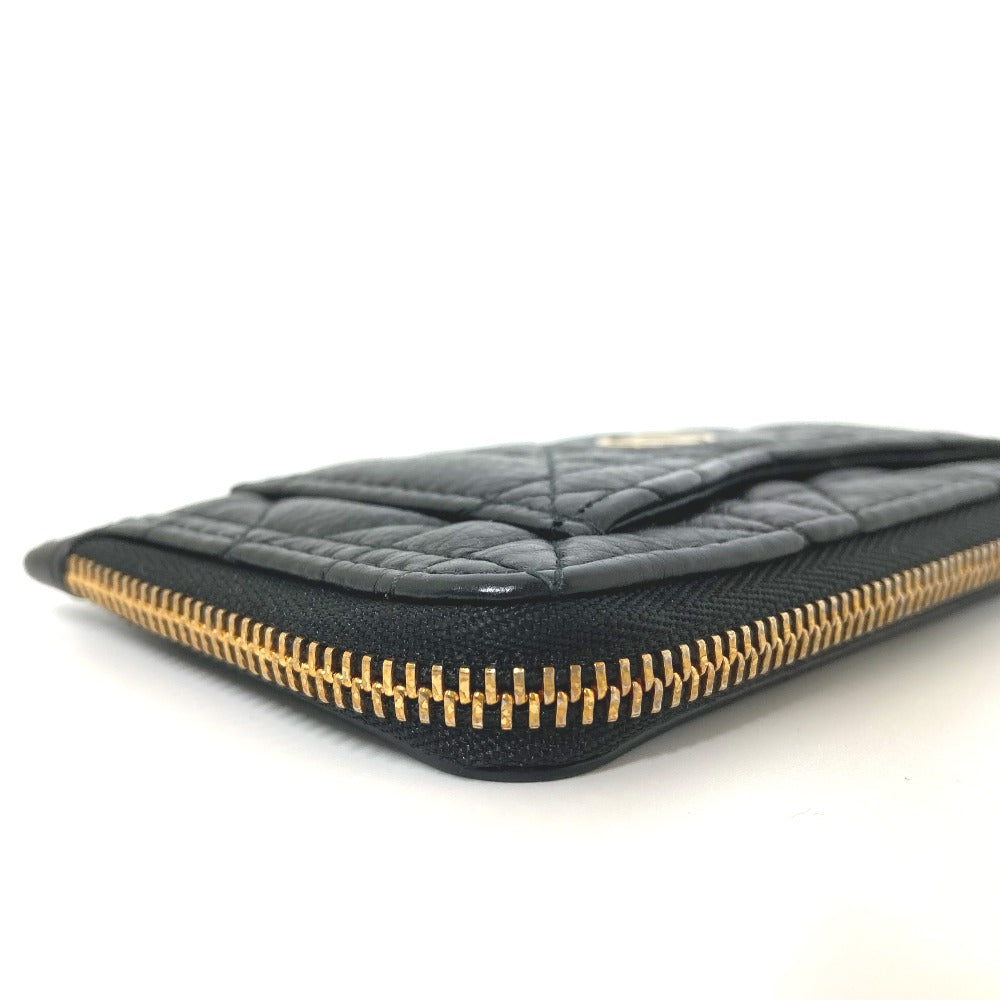 Dior Coin case S5131UWHC_M900 leather black Caro Canage Dior Caro Cosmos zip card holder Women