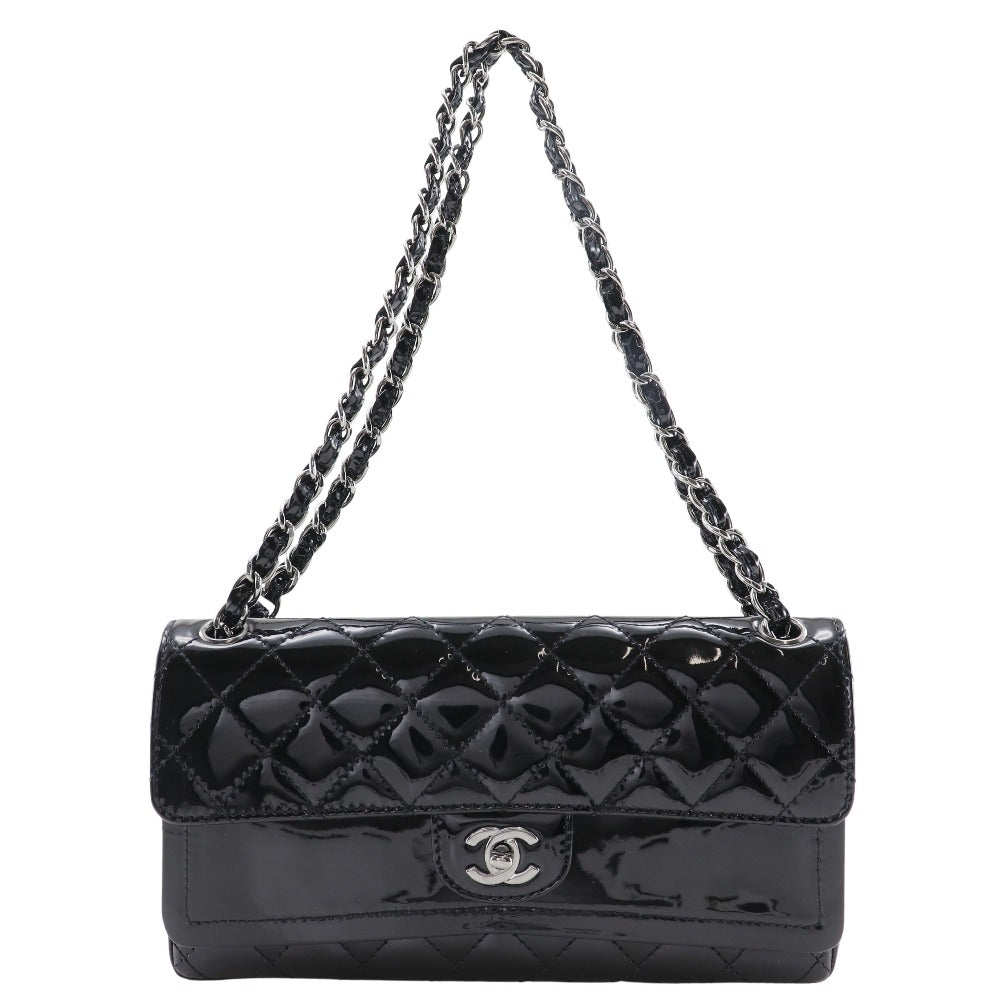 CHANEL Shoulder Bag Patent leather black Double flap Matrasse ChainShoulder Women