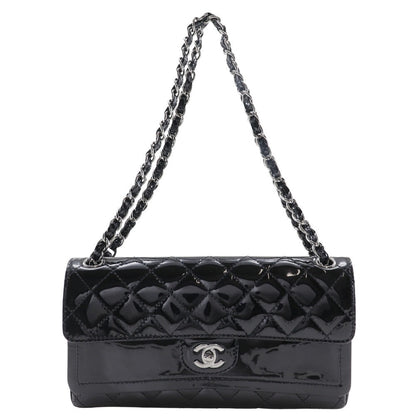 CHANEL Shoulder Bag Patent leather black Double flap Matrasse ChainShoulder Women