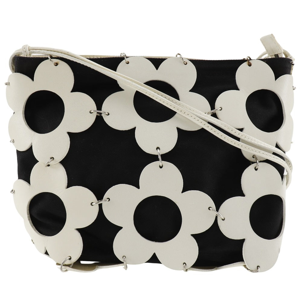 CELINE Shoulder Bag Leather, Canvas Off White/Black flour Women