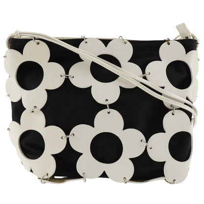 CELINE Shoulder Bag Leather, Canvas Off White/Black flour Women
