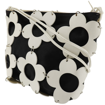 CELINE Shoulder Bag Leather, Canvas Off White/Black flour Women