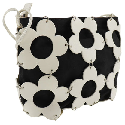 CELINE Shoulder Bag Leather, Canvas Off White/Black flour Women