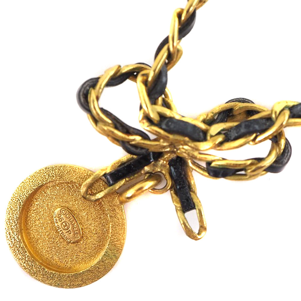 CHANEL Necklace Plated Gold, Rhinestones gold choker vintage coin ribbon Women